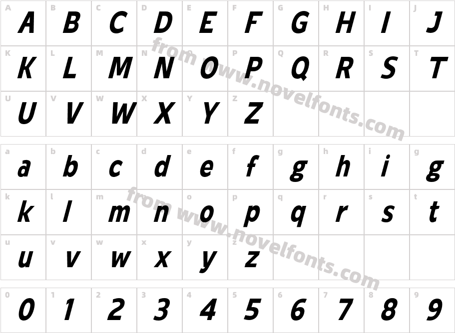 Versa Lite Bold ItalicCharacter Map