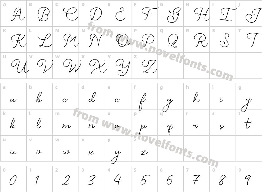 Vestardia RegularCharacter Map