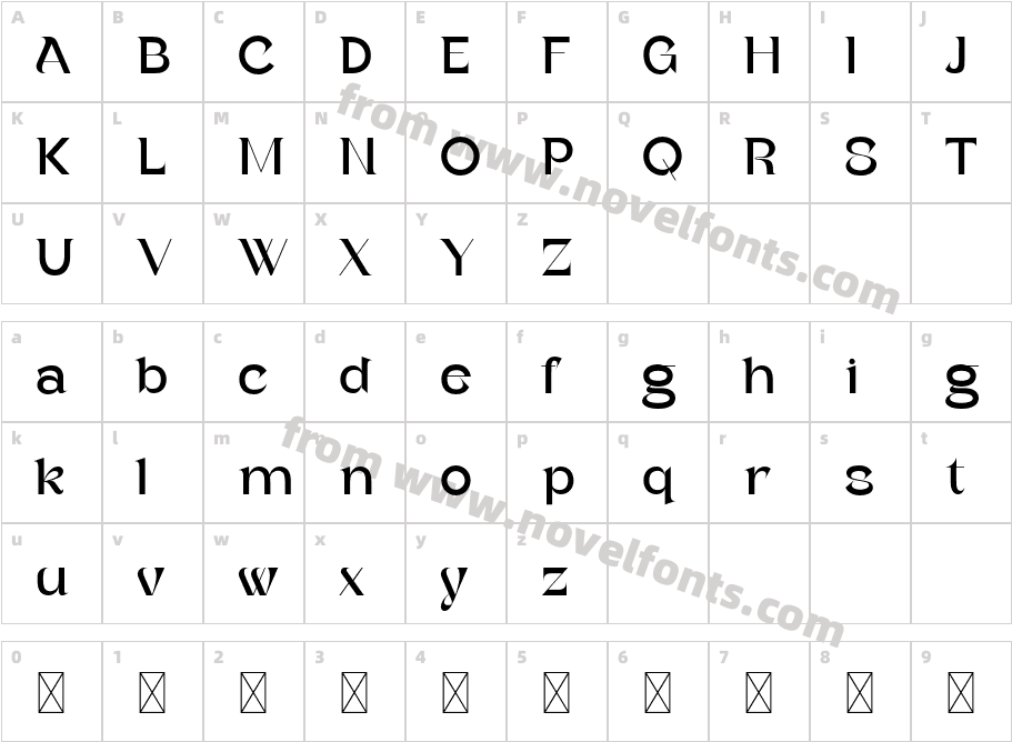 Vestige Grotesk RegularCharacter Map