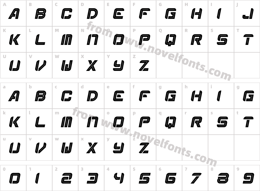 Vextros RegularCharacter Map
