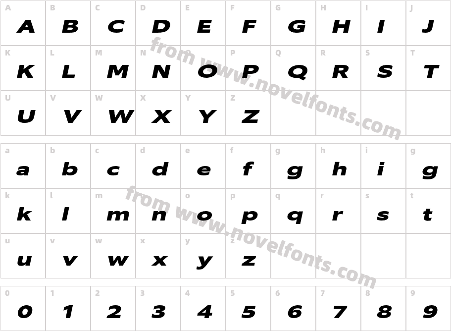 Vilsuve Bold ObliqueCharacter Map