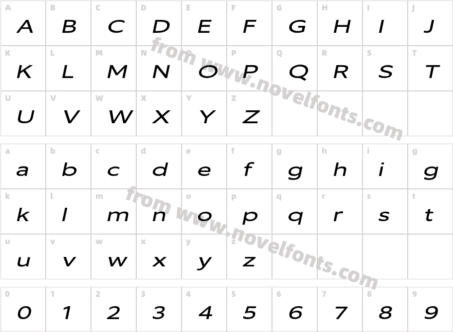 Vilsuve Regular ObliqueCharacter Map