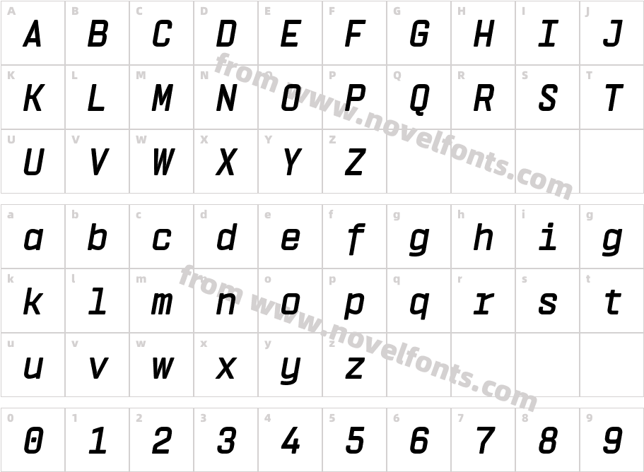 Vin Mono Pro Bold ItalicCharacter Map