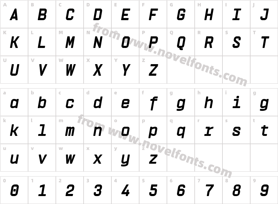 Vin Mono Pro Extra Bold ItalicCharacter Map