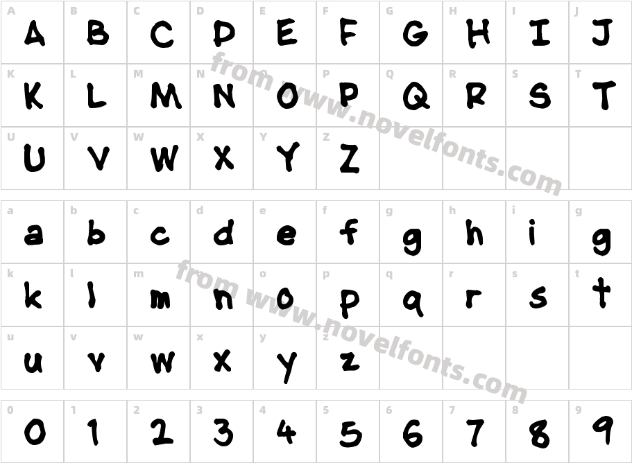 NipCen's Handwriting BoldCharacter Map