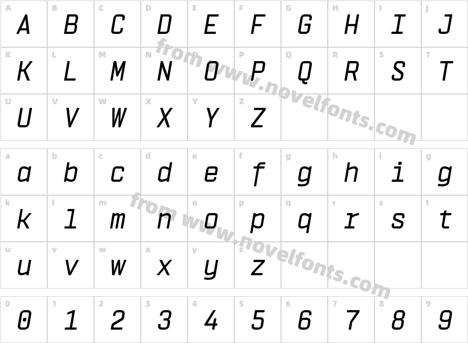 Vin Mono Pro Medium ItalicCharacter Map