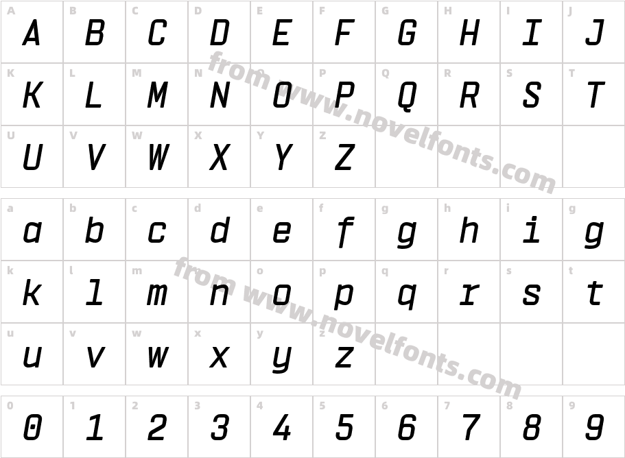Vin Mono Pro Semibold ItalicCharacter Map