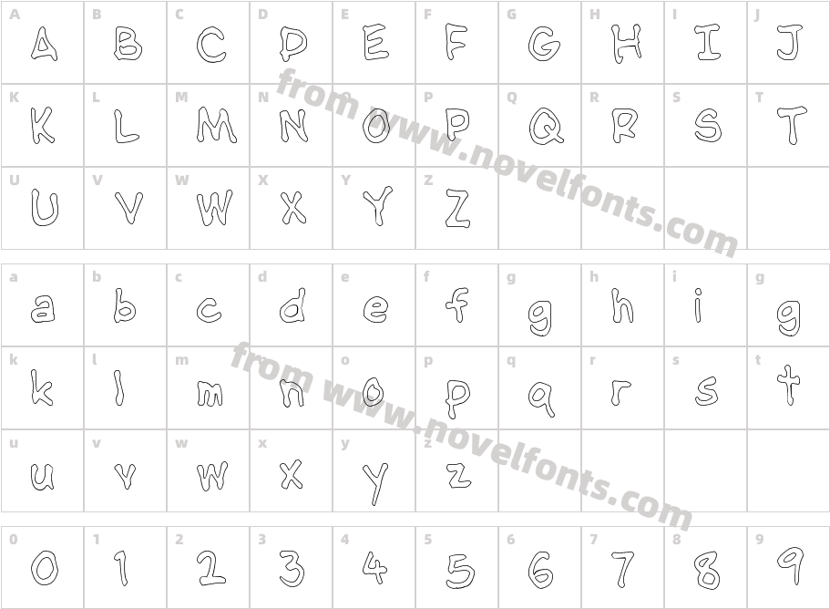 NipCen's Handwriting OutlineCharacter Map