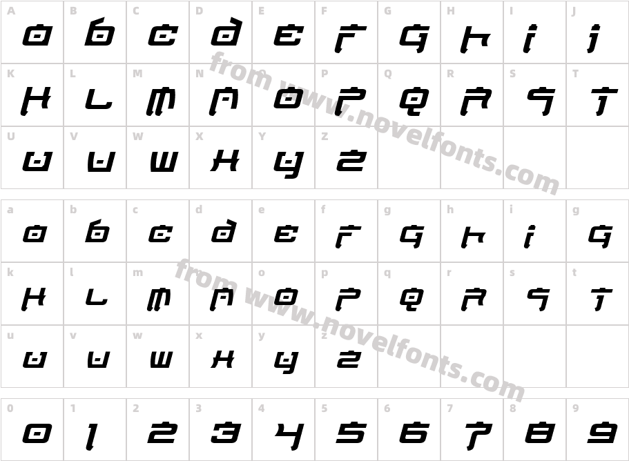 Nippon Tech Bold ItalicCharacter Map