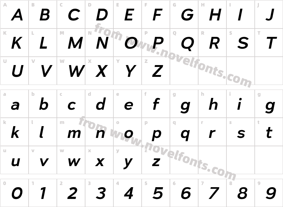 Vitala Semibold ObliqueCharacter Map