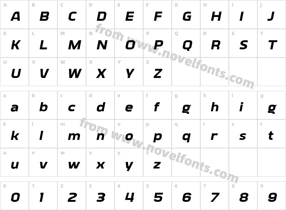 Vogie Black ItalicCharacter Map