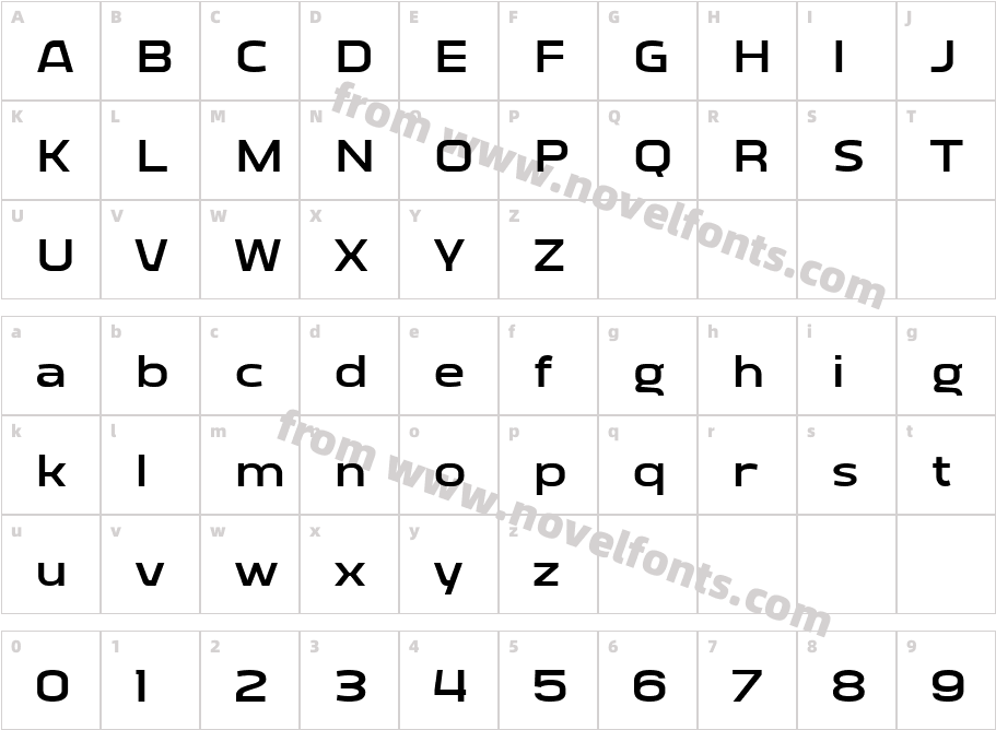 Vogie Bold ExpandedCharacter Map