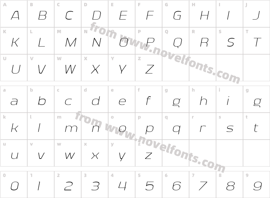 Vogie Ext Lt Exp ItaCharacter Map