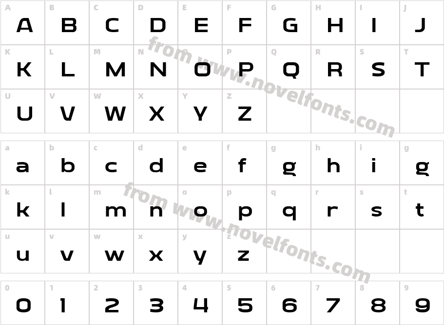 Vogie Extra Bold ExpandedCharacter Map