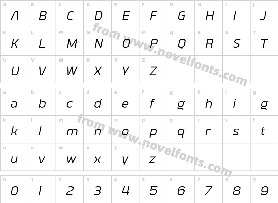 Vogie ItalicCharacter Map
