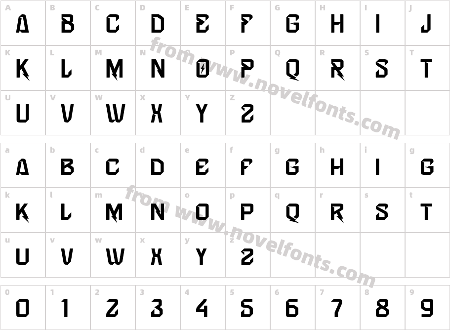 Voltsrom RegularCharacter Map