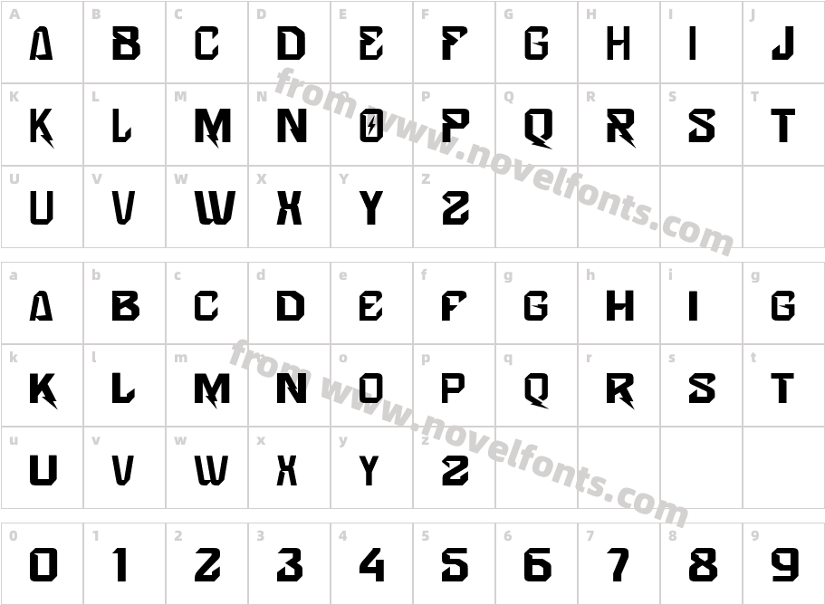 Voltsrom RegularCharacter Map