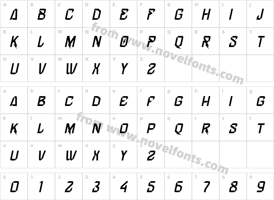 Voltstrom Oblique LightCharacter Map