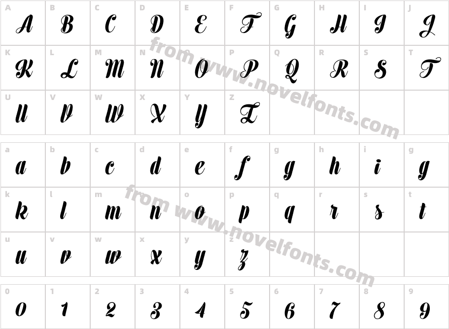 Voyage Bold W00 RegularCharacter Map