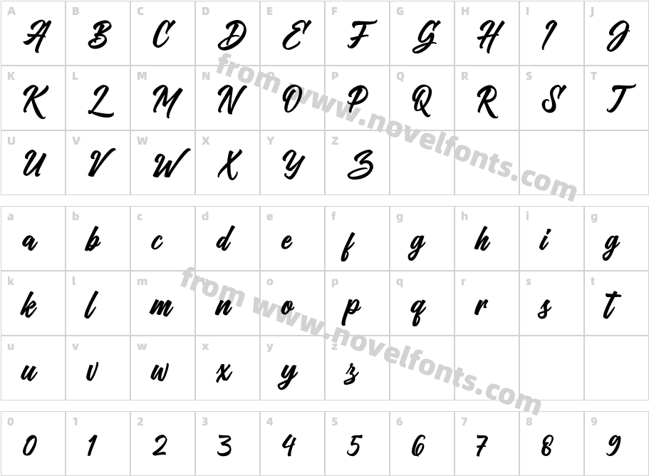 Vriegbe ScriptCharacter Map