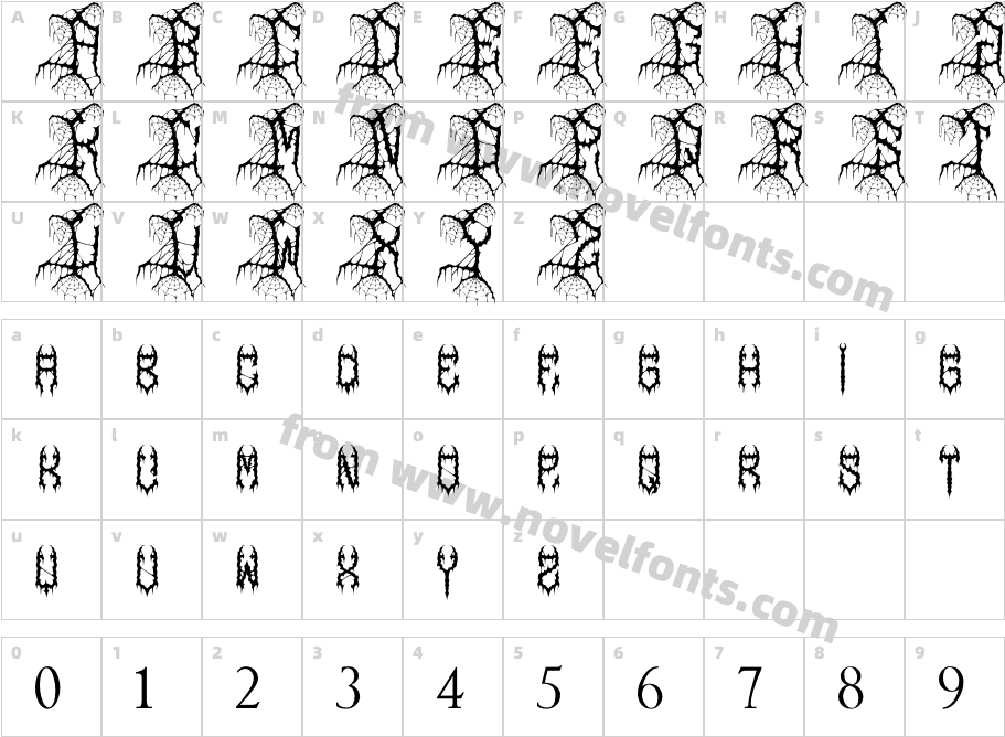 WEBER SPIDERCharacter Map