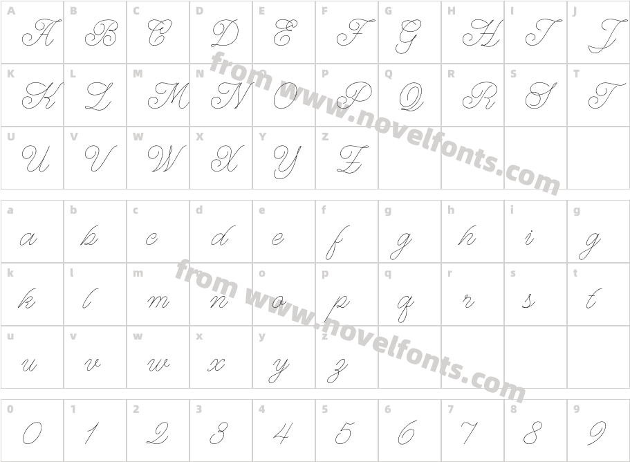 WT Hilton Script MonolineCharacter Map