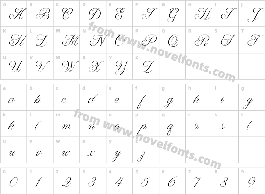 WT Hilton Script RegularCharacter Map