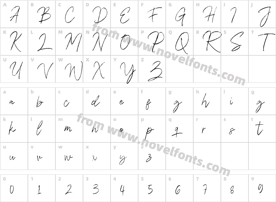 Walesia Signature Brush RegularCharacter Map