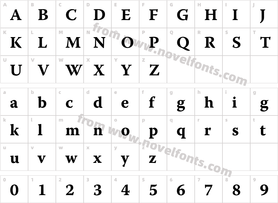 Warnock Pro Bold CaptCharacter Map