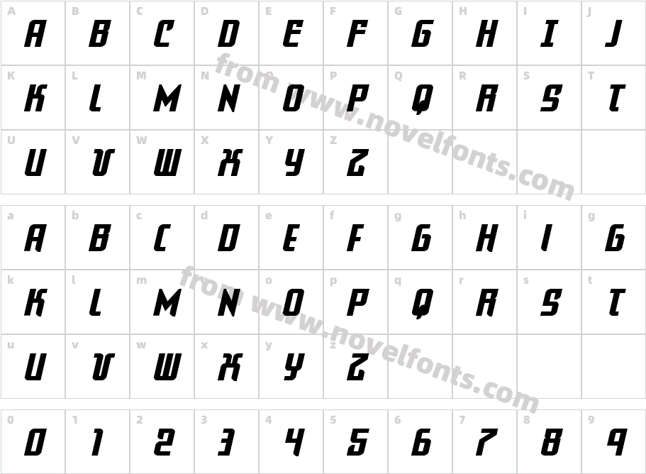 Warriatron BoldCharacter Map