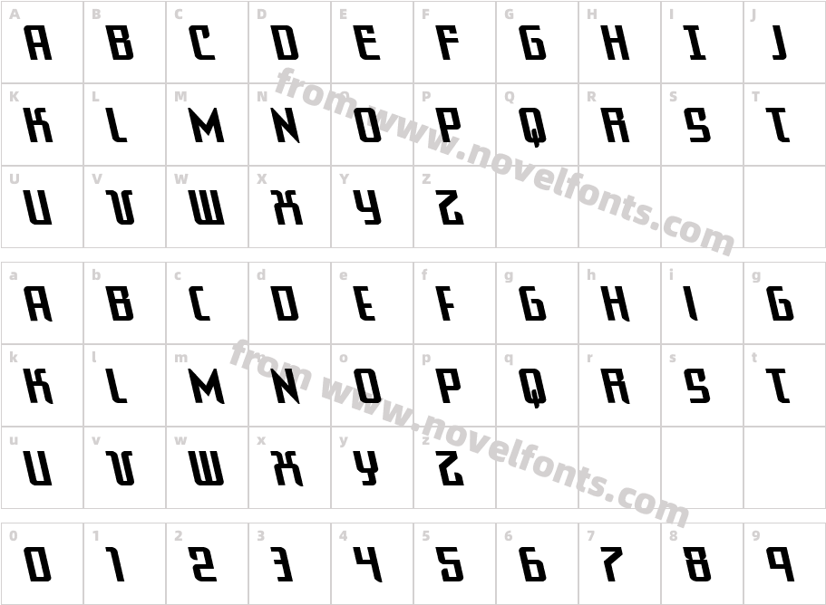 Warriatron LeftalicCharacter Map