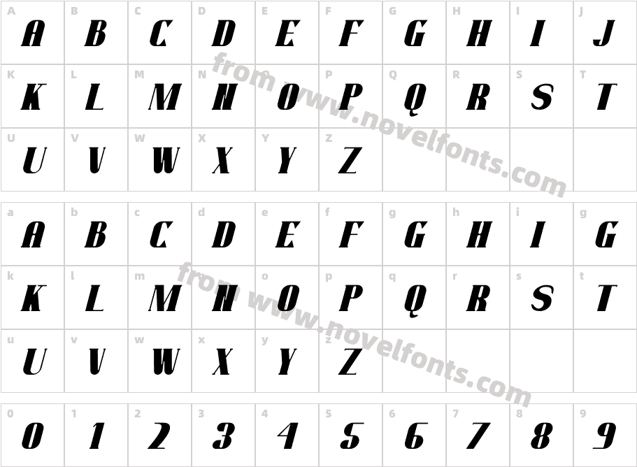 Warriot ItalicCharacter Map