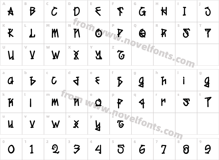 Waxioze RegularCharacter Map