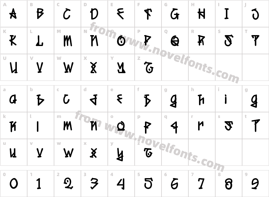 Waxioze RegularCharacter Map