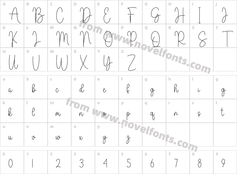 Wedding Signature RegularCharacter Map