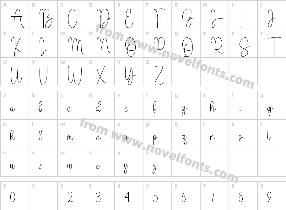 Wedding Signature RegularCharacter Map