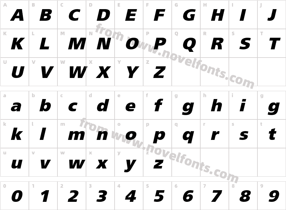 Weissach Black Oblique ItalicCharacter Map