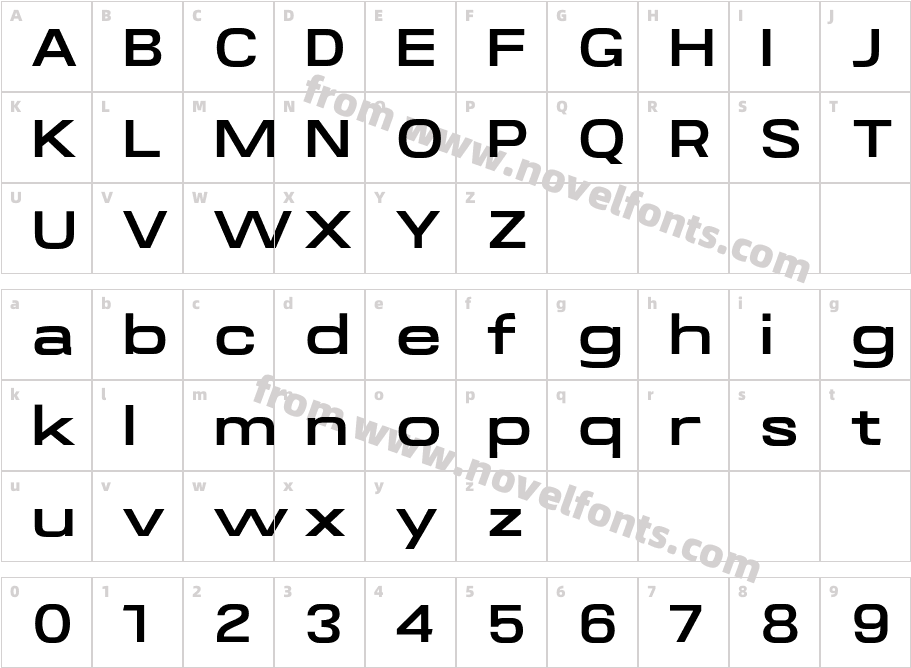 Wesker Bold ExpandedCharacter Map