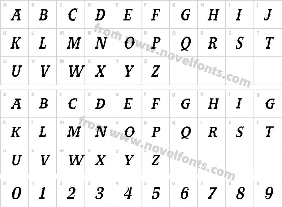 West Carabao Thin ItalicCharacter Map