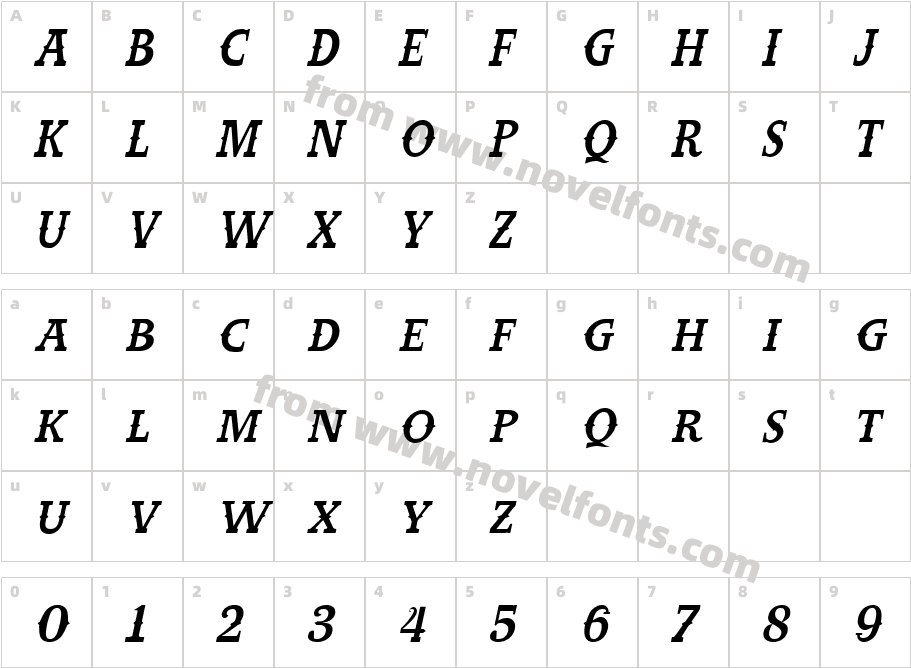 West Carabao Thin ItalicCharacter Map
