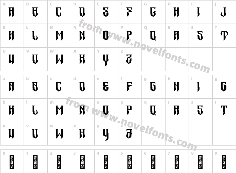 Westa Gothic Demo Version RegularCharacter Map
