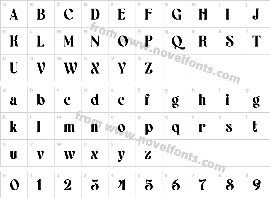 Westiva BoldCharacter Map