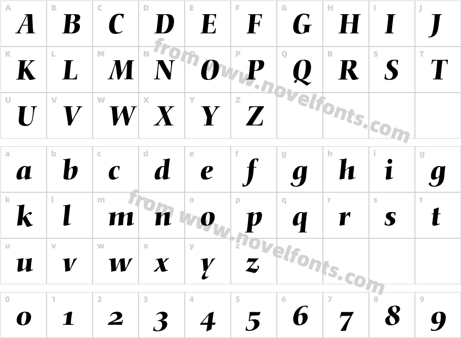 Nofret ExpertBQ Medium Italic OsFCharacter Map