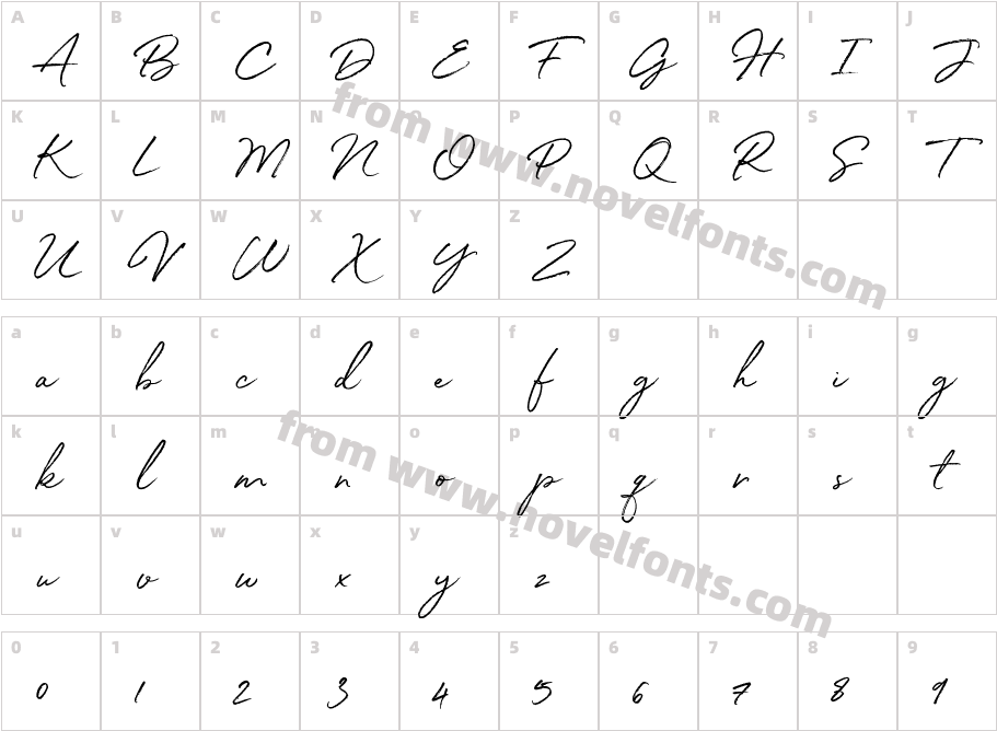 White Oleander SlantedCharacter Map