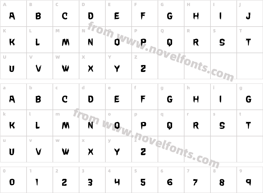 Wicker Man CondensedCharacter Map