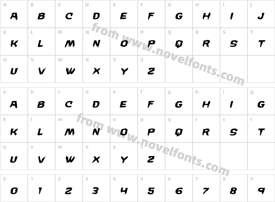 Wicker Man Staggered ItalicCharacter Map