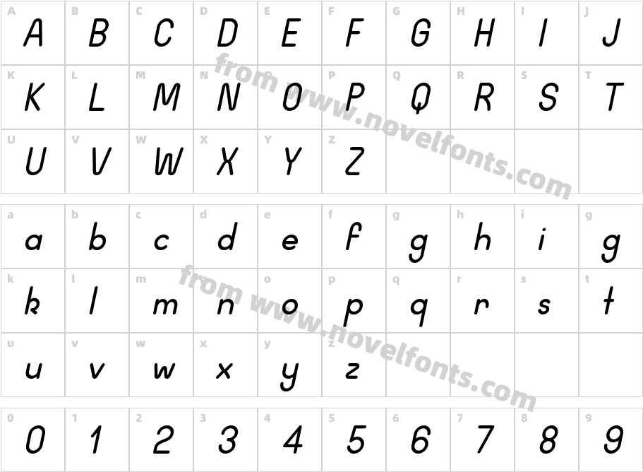 Wida Round ItalicCharacter Map