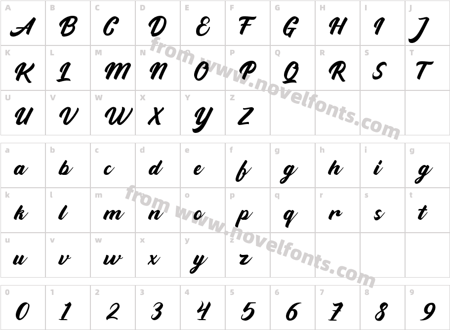 Widati Regular DemoCharacter Map