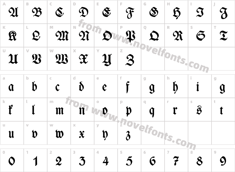 Wieynk Fraktur BoldCharacter Map