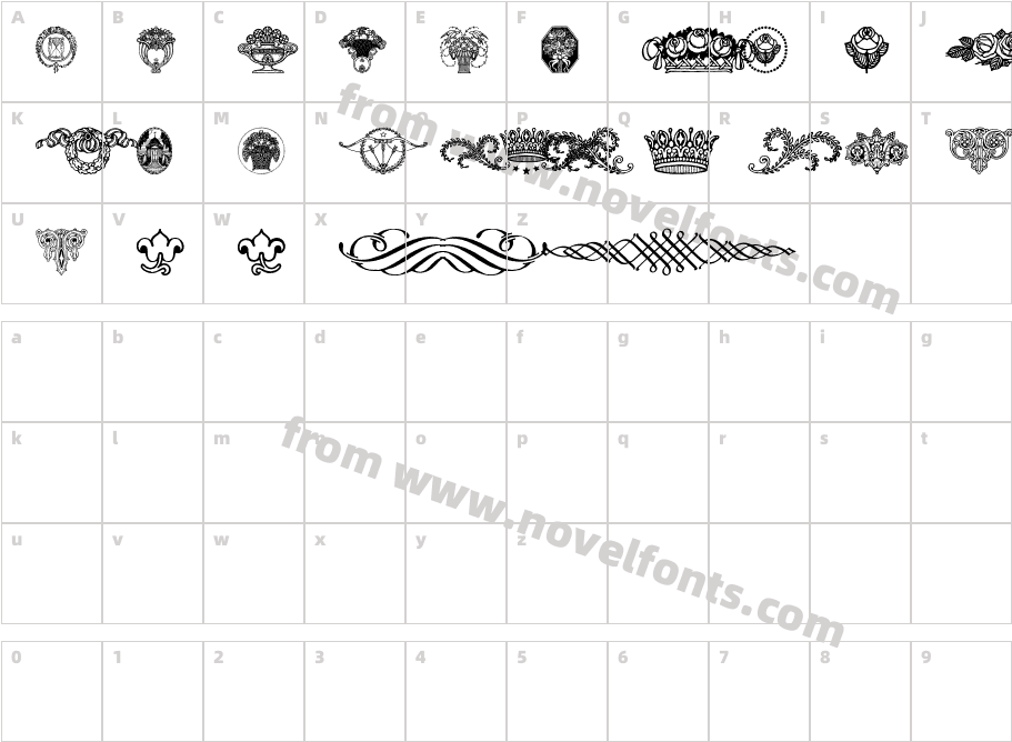Wieynk Fraktur VignettenCharacter Map